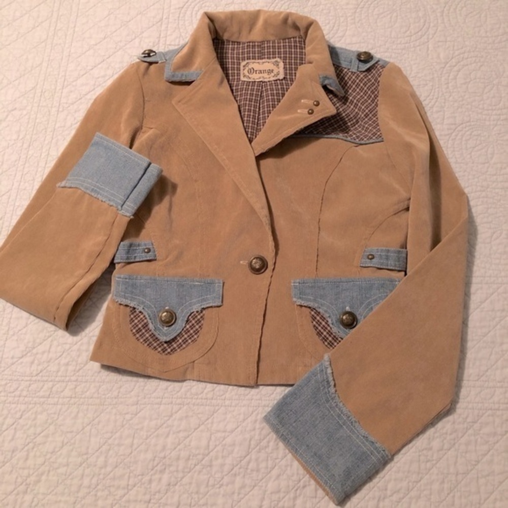 Denim corduroy cropped jacket waistcoat. Size small.